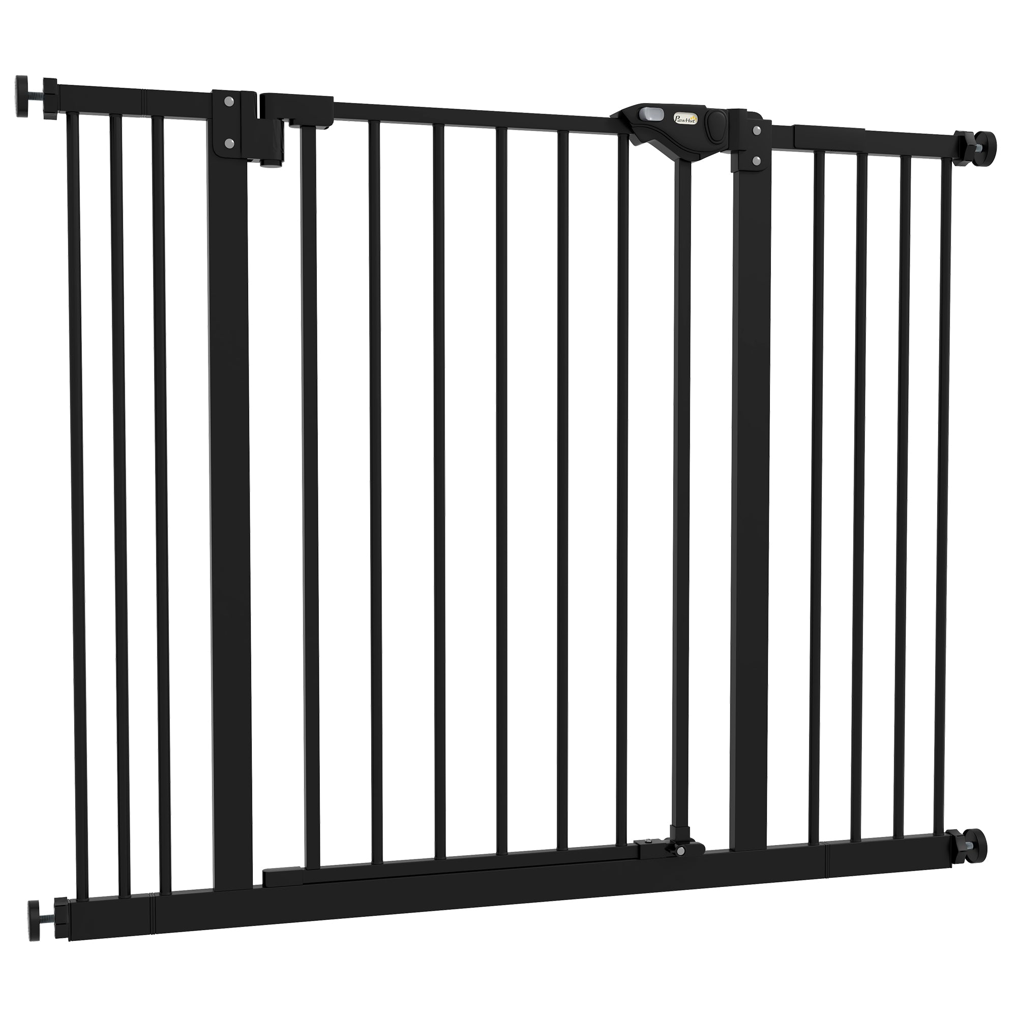 PawHut 30 Inch Tall Pet Gate with Door Dog Gate and Barrier Indoor for Stairs Includes 2.8", 5.5" Extensions Kit, Black