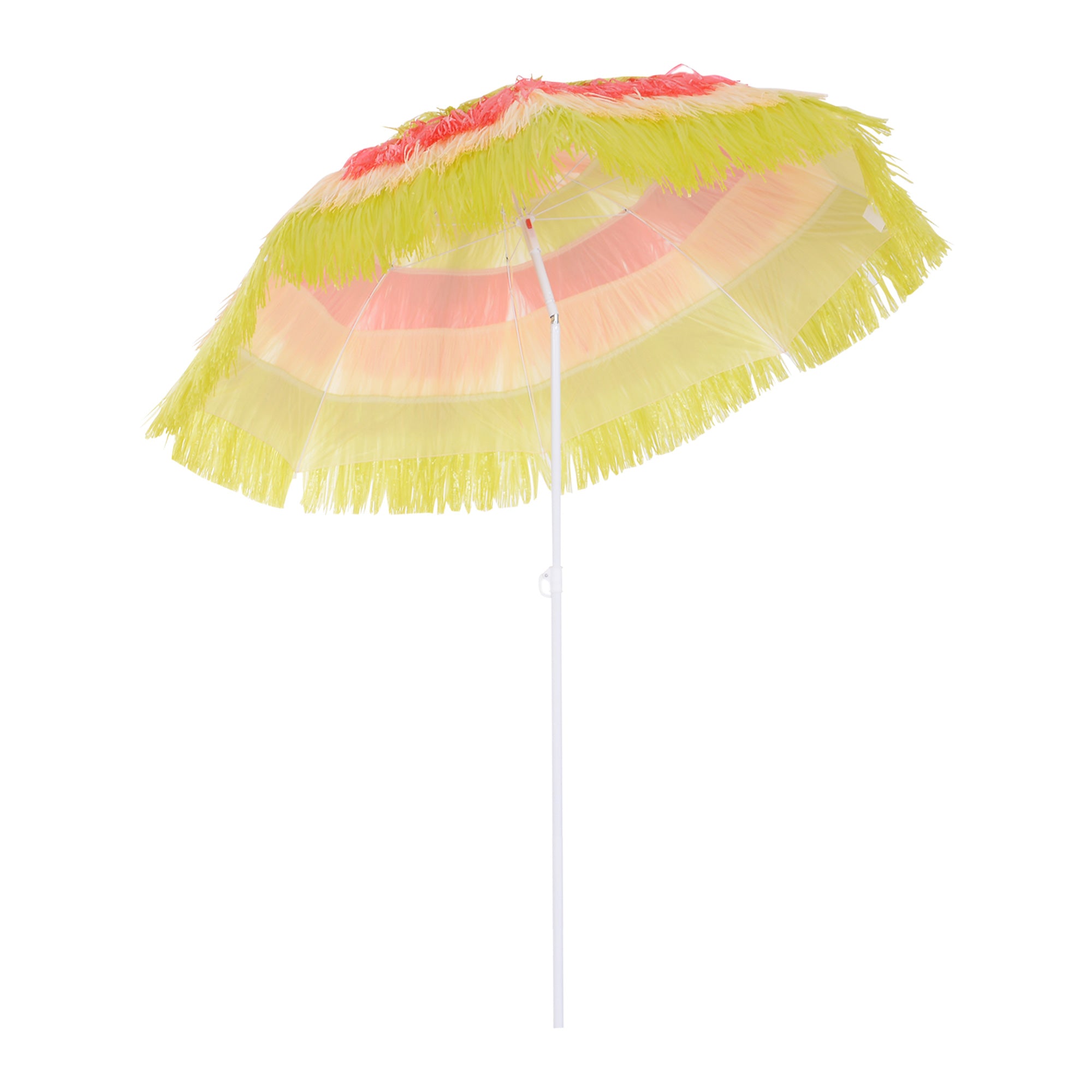 Outsunny 6FT Beach Umbrella Tilt Sunshade Height Adjustable Outdoor Market Patio Yard Crank Deck Sun Shade, Multi-color