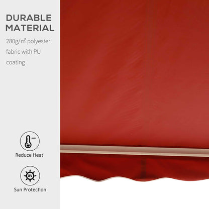 Outsunny 8'x7' Patio Awning Manual Retractable Sun Shade Outdoor Deck Canopy Shelter, Wine Red