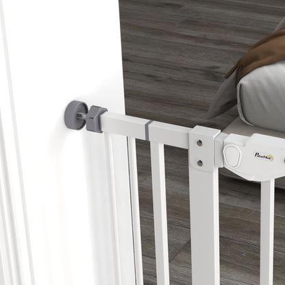 PawHut 41" Easy Open Indoor Dog Gates for Doorways, House, Stair - White