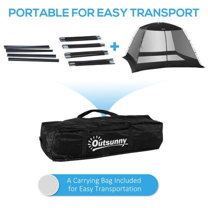 Outsunny 10 x 10 ft Canopy Screen Tent, Outdoor Screen House Camping Gazebo with Portable Carry Bag for 4-6 People, Black