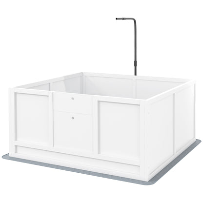 PawHut Whelping Box for Dogs with Retractable Light Stand, Waterproof Pad, Rail, Adjustable Height Door, 41" x 39"