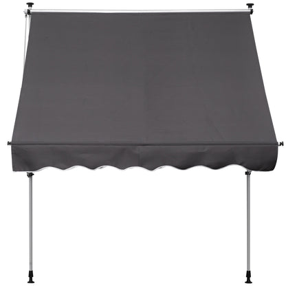 Outsunny 6.6'x5' Manual Retractable Patio Awning Window Door Sun Shade Deck Canopy Shelter Water Resistant UV Protector Grey