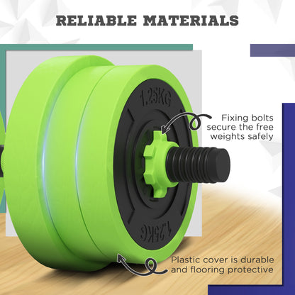Soozier 44lbs 4-in-1 Adjustable Weight Dumbbell Set, Barbell, Kettlebell, Push Up Stand, Green