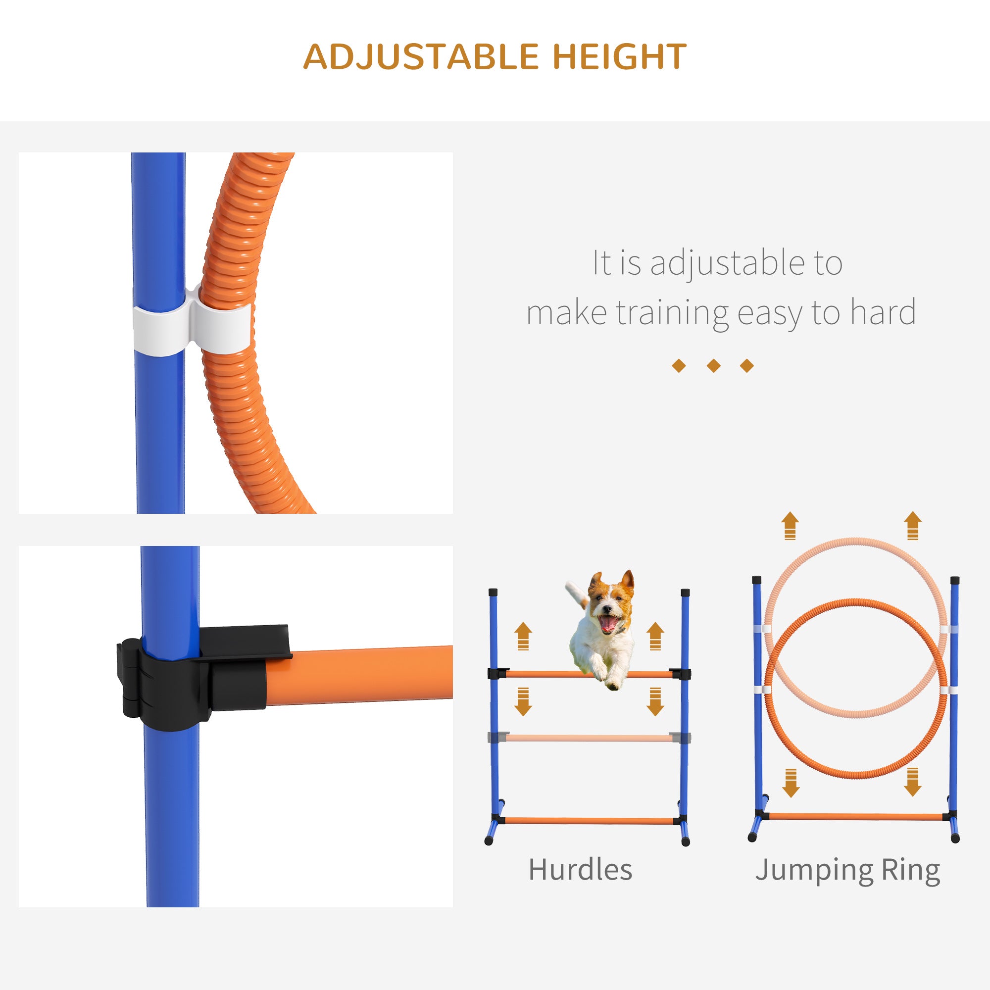 PawHut Dog Agility Training Equipment w/ Weave Poles, Adjustable Hurdle, Jump Ring, Pause Box, Whistle, Balls, Carry Bag