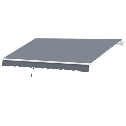Outsunny 10' x 8' Manual Retractable Awning, Sunhade Shelter Canopy UV Protection for Window Door Patio Deck Yard, Dark Grey
