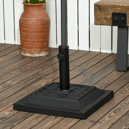 Outsunny 26 lb Heavy Duty Patio Umbrella Base, Square Resin Market Umbrella Stand for Outdoor, Garden, Backyard, Black