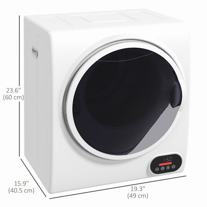 HOMCOM 1.5 cu.ft Portable Compact Clothes Laundry Dryer with Intelligent Drying for Apartments Dorms RVs, 850W, White