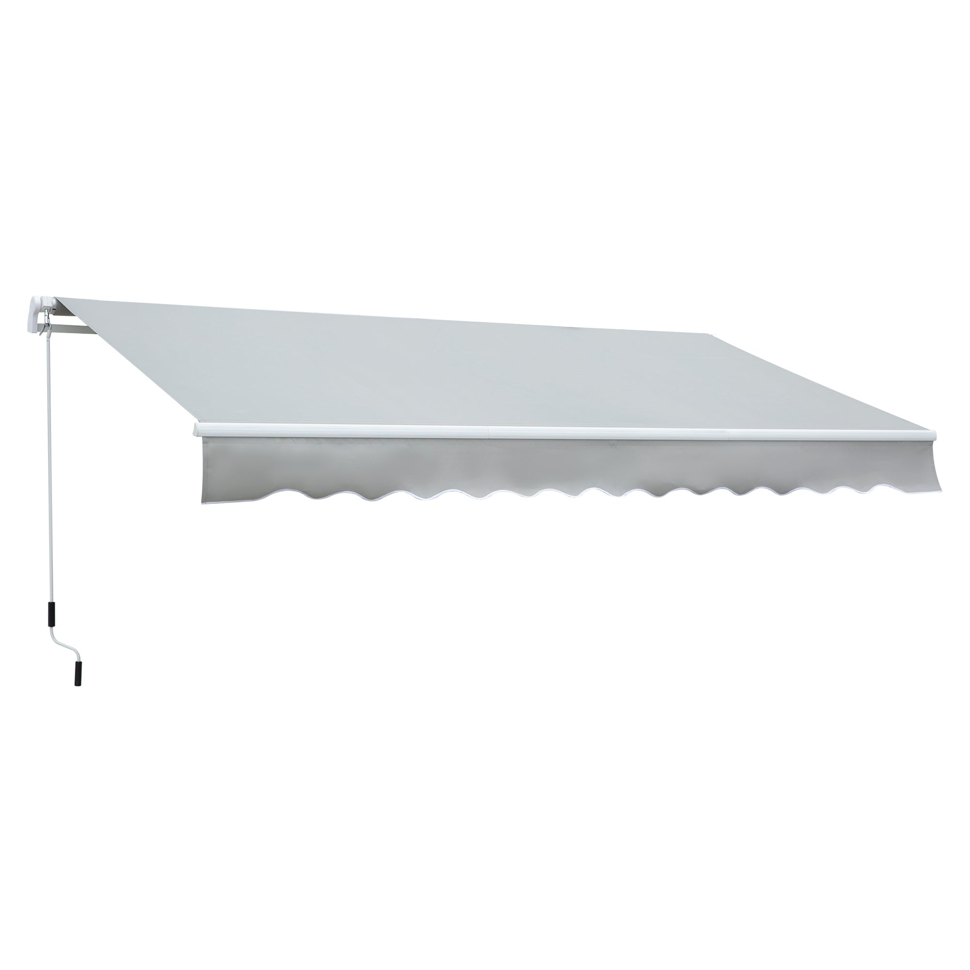 Outsunny 12' x 8' Retractable Awning Patio Awnings Sun Shade Shelter with Manual Crank Handle, UV & Water-Resistant Fabric and Aluminum Frame for Deck Balcony Yard, Grey