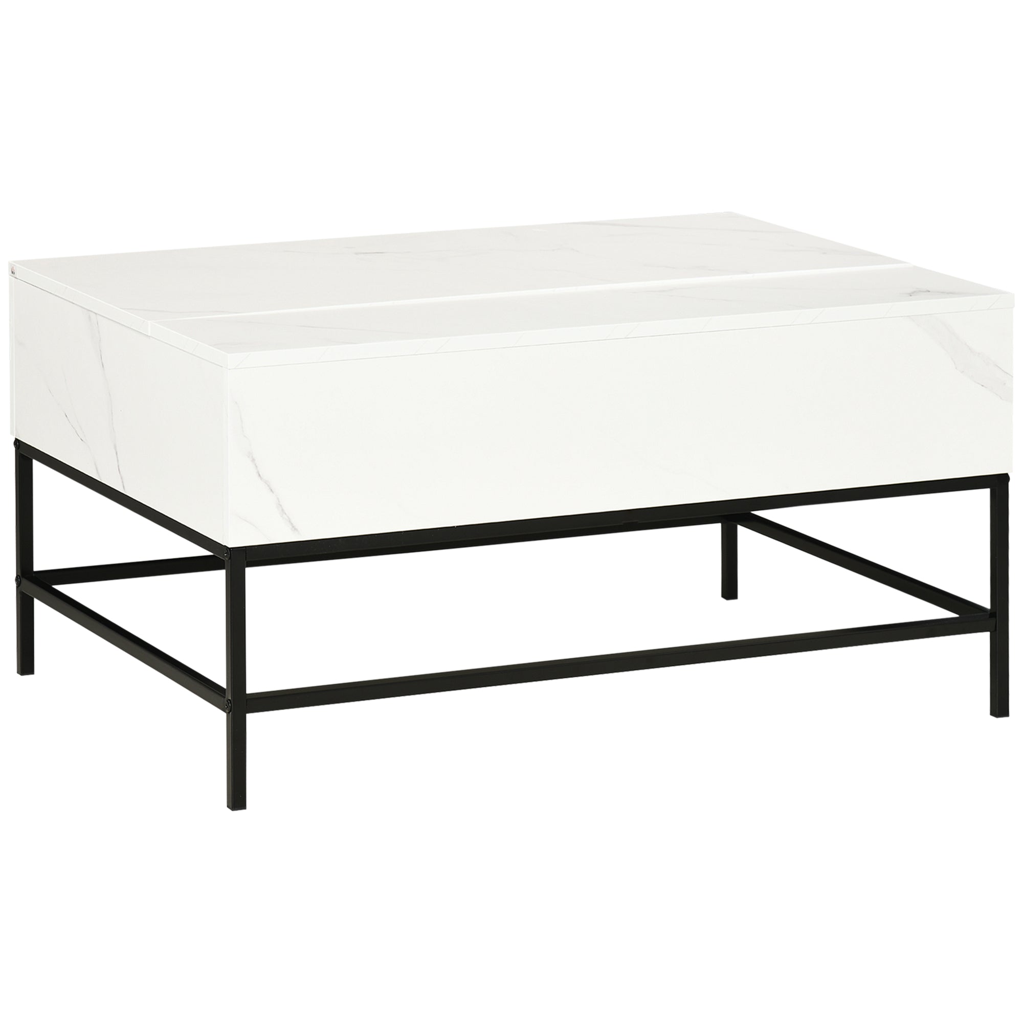 HOMCOM Lift Top Coffee Table with Hidden Storage Compartment Lift Tabletop Center Table for Living Room, White