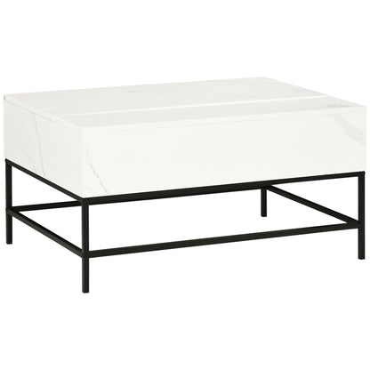 HOMCOM Lift Top Coffee Table with Hidden Storage Compartment Lift Tabletop Center Table for Living Room, White