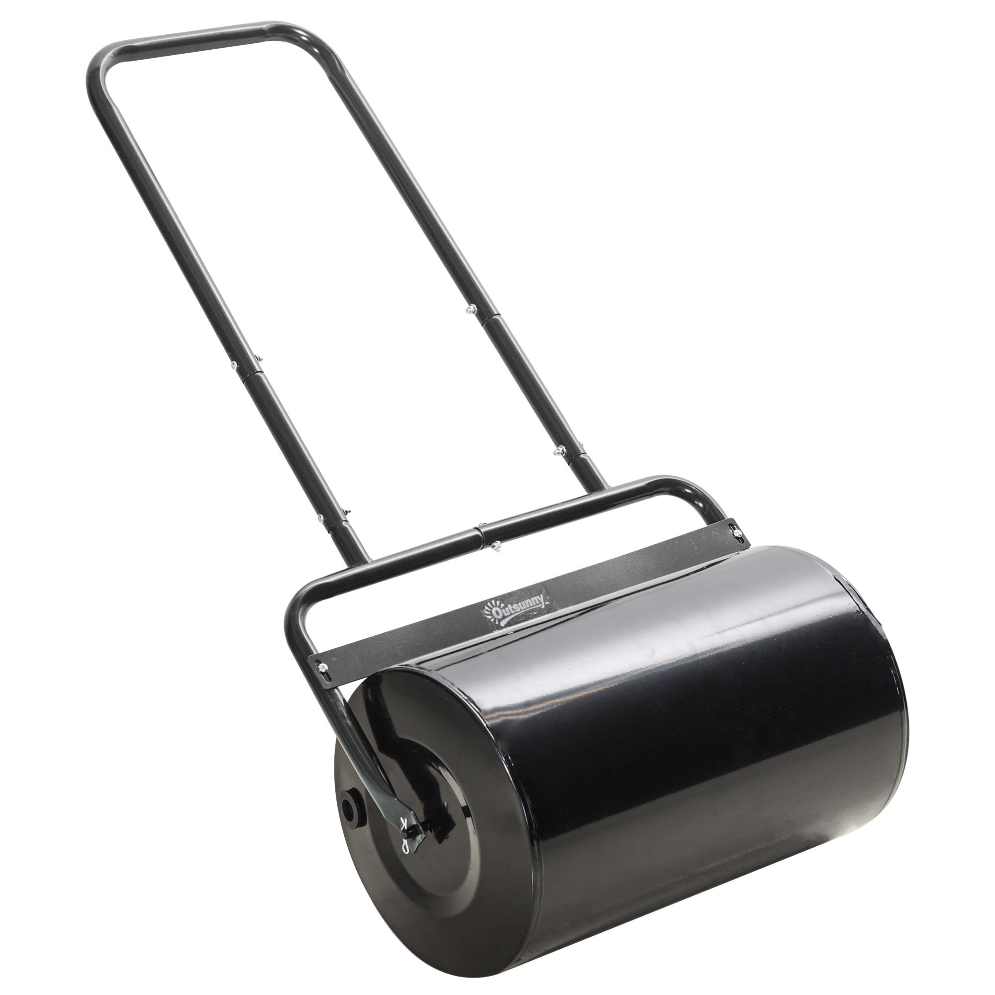 Outsunny Heavy Duty Lawn Roller, 20" Push/Tow Behind Sod Roller, Grass Flattener Filled with 11gal Water/136lbs Sand, Black
