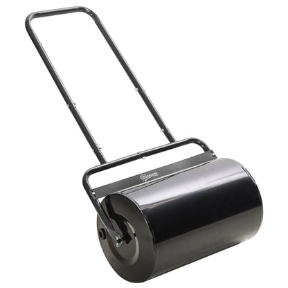 Outsunny Heavy Duty Lawn Roller, 20" Push/Tow Behind Sod Roller, Grass Flattener Filled with 11gal Water/136lbs Sand, Black