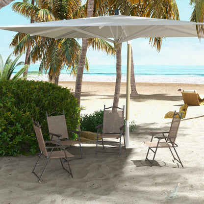 Outsunny 4 Pieces Folding Patio Camping Chairs Set, Sports Chairs for Adults with Armrest, Mesh Fabric Seat for Lawn