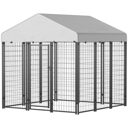 PawHut Outdoor Dog Kennel with Waterproof UV-Resistant Cover, for Large and Medium Dogs, 6' x 6' x 6', Silver