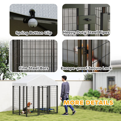 PawHut Outdoor Dog Kennel with Waterproof UV-Resistant Cover, for Medium and Small Dogs, 6' x 4' x 6', Silver