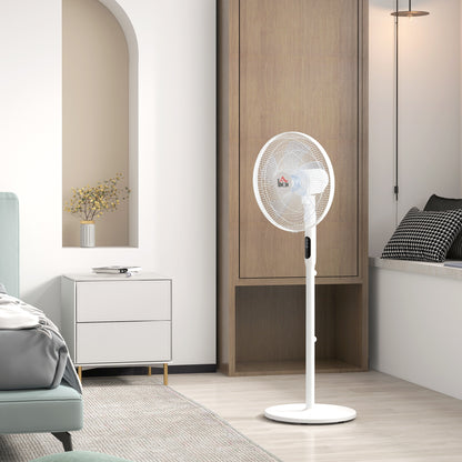 HOMCOM Tower Fan and 16" Pedestal Fan Set, with Remote Control, Height Adjustable, Tilted Head, Timer, Oscillating Standing Fan, Stand Floor Fans for Bedroom, White