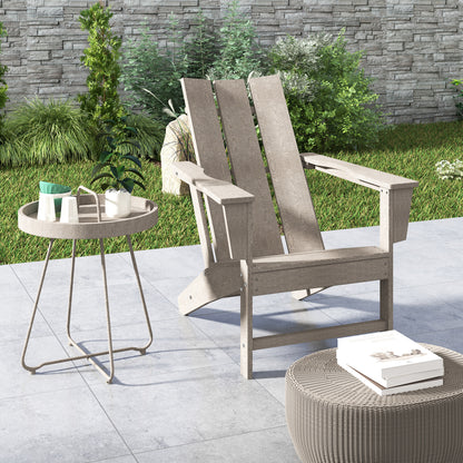 Outsunny HDPE Plastic Adirondack Chair, Muskoka Chair with High Back and Wide Armrests for Fire Pit, Patio, Porch, Dark Grey