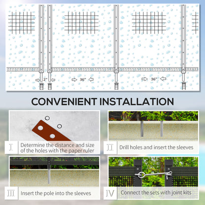 Outsunny 4 Panel Swimming Pool Fence, Aluminium Rustproof Pool Fencing, 4' x 12', Black