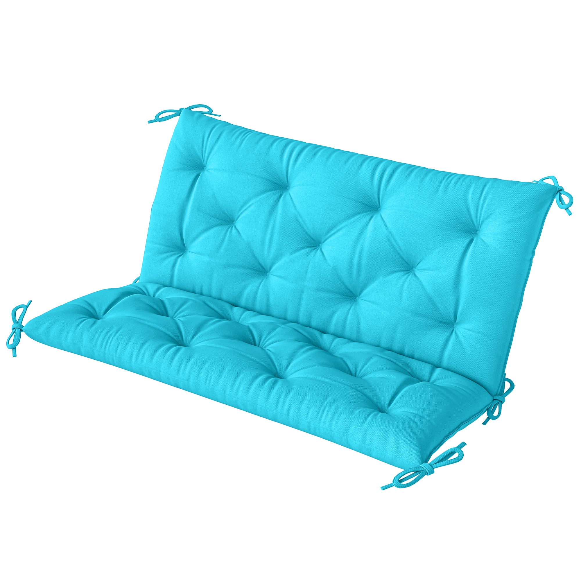 Outsunny Garden Bench Cushion with Backrest, Non-Slip 2 Seater Thick Pad with Ties, Turquoise