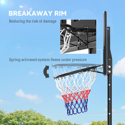 Soozier Basketball Hoop Outdoor, 7.5-10ft Portable Basketball Goal with Wheels and 43" Backboard, for Teenagers Youth Adults