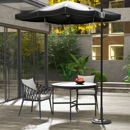Outsunny Umbrella Base, Heavy Duty Concrete Base Holder with Steel Pole, Round Parasol Stand for Patio, Outdoor, Backyard, Black