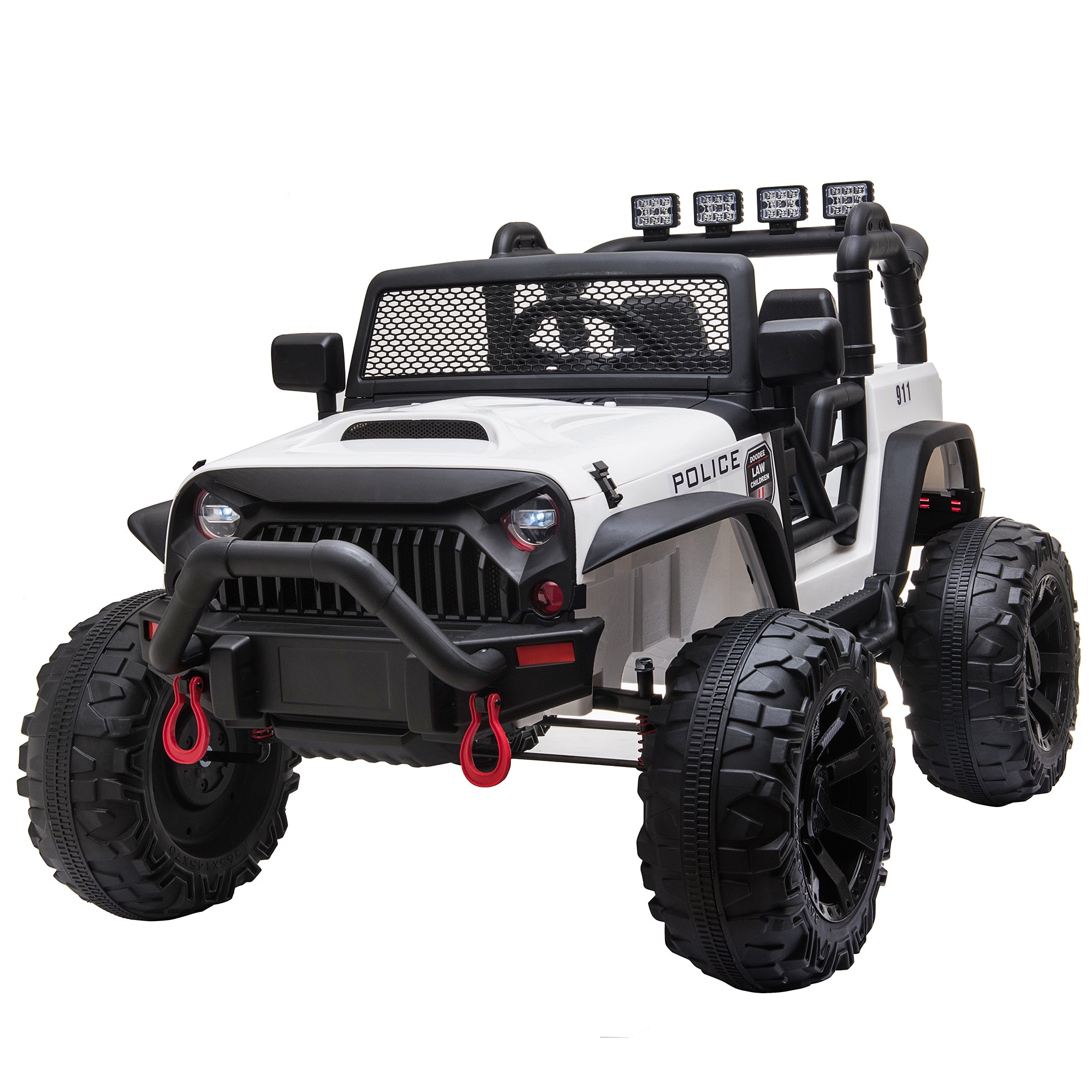 Aosom 12V Battery-powered Kids Electric Ride On Police Car SUV Truck Toy with Parental Remote Control, White
