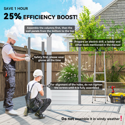 Outsunny 7.7' x 6.5' Outdoor Metal Garden Shed House Hut Gardening Tool Storage with Ventilation, Light Grey