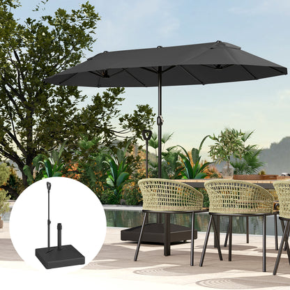 Outsunny Patio Umbrella Base with Adjustable Wheels and Handle, Outdoor Patio Umbrella Stand, Filled Up to 121lbs with Stand, 99lbs with Water for Garden Poolside, Black