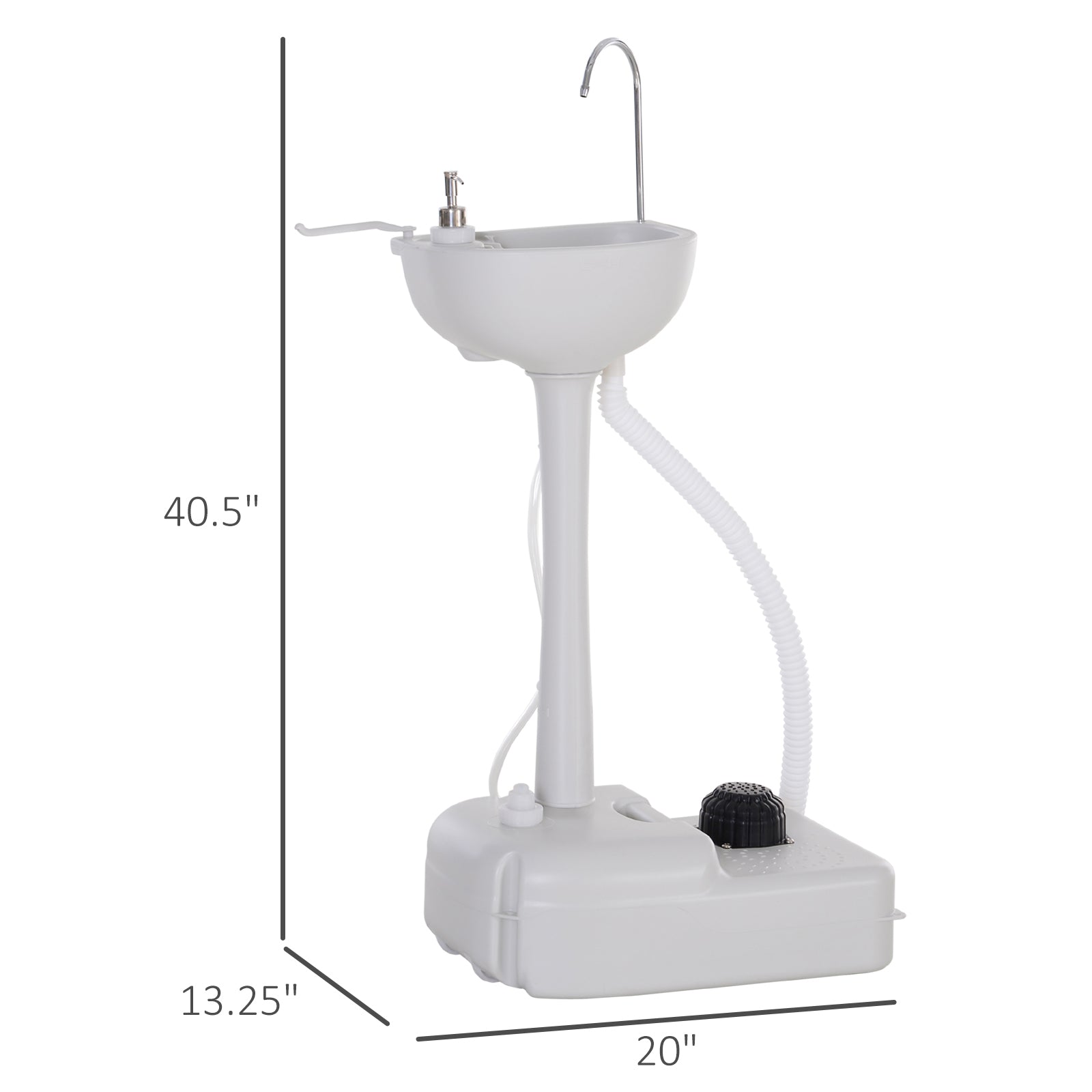 kleankin Portable Camping Sink Hand Wash Station with 17L Water Tank, Soap Dispenser and Towel Holder, for Outdoor Events