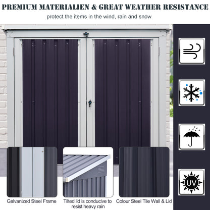 Outsunny 5ft x 3ft Outdoor Garbage Bin Storage Shed with Lockable Doors and Lid, Outside Storage Shed for Trash Can, Black