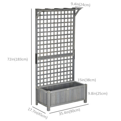 Outsunny Wood Planter with Trellis for Vine Climbing, Raised Garden Bed, Privacy Screen for Backyard, Patio, Deck, Dark Grey