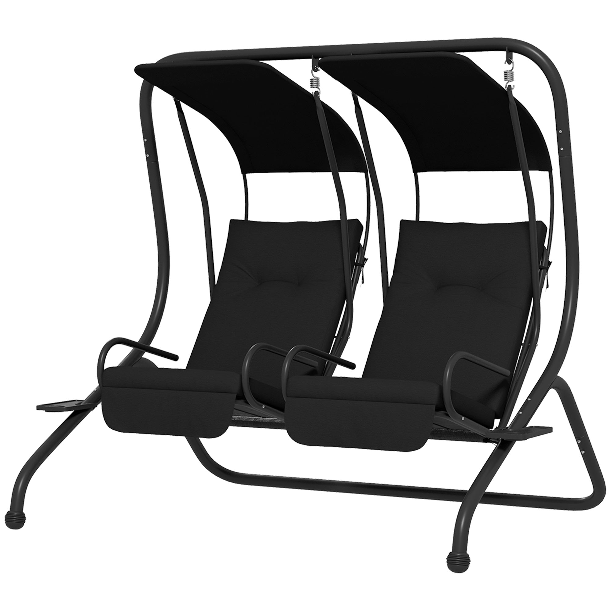 Outsunny 2-Seater Outdoor Porch Swing with Canopy, Patio Swing Chair for Garden, Poolside, Backyard, Black