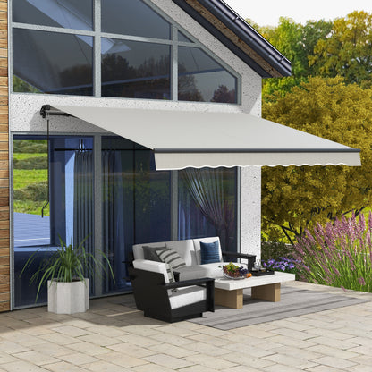 Outsunny 12' x 10' Retractable Awning, 280gsm UV Resistant Sunshade Shelter, for Deck, Balcony, Yard, Light Grey