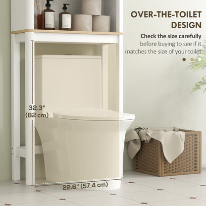 HOMCOM Over The Toilet Storage Cabinet, Bathroom Space Saver Cabinet with Adjustable Shelf, Bathroom Organizer, White