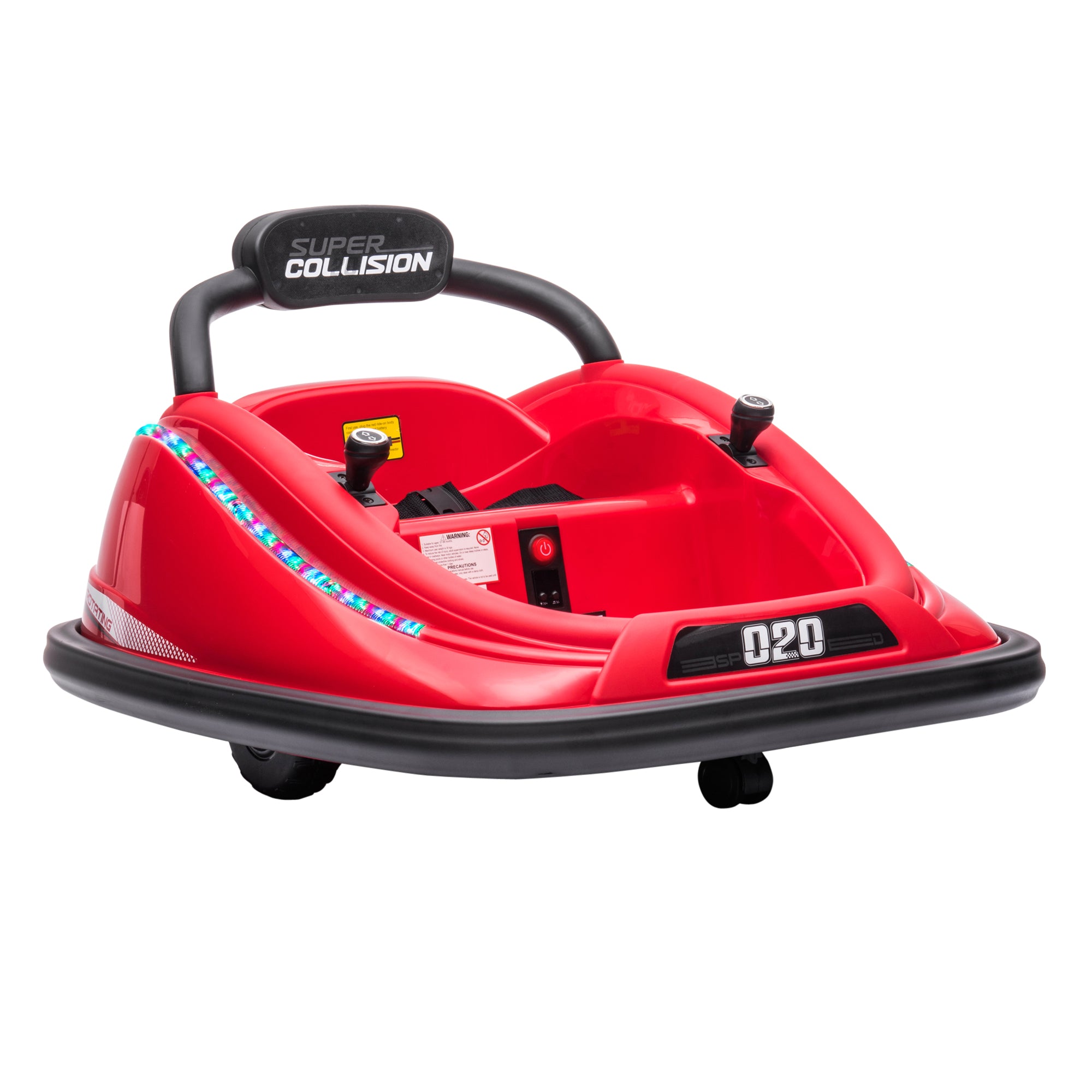 Aosom 12V Kids Bumper Car, 360° Rotation Electric Ride On Car, Twins Motor Battery Powered Toy, w/ Parent Remote Control, Safety Belt, Colorful LED Lights,, Red