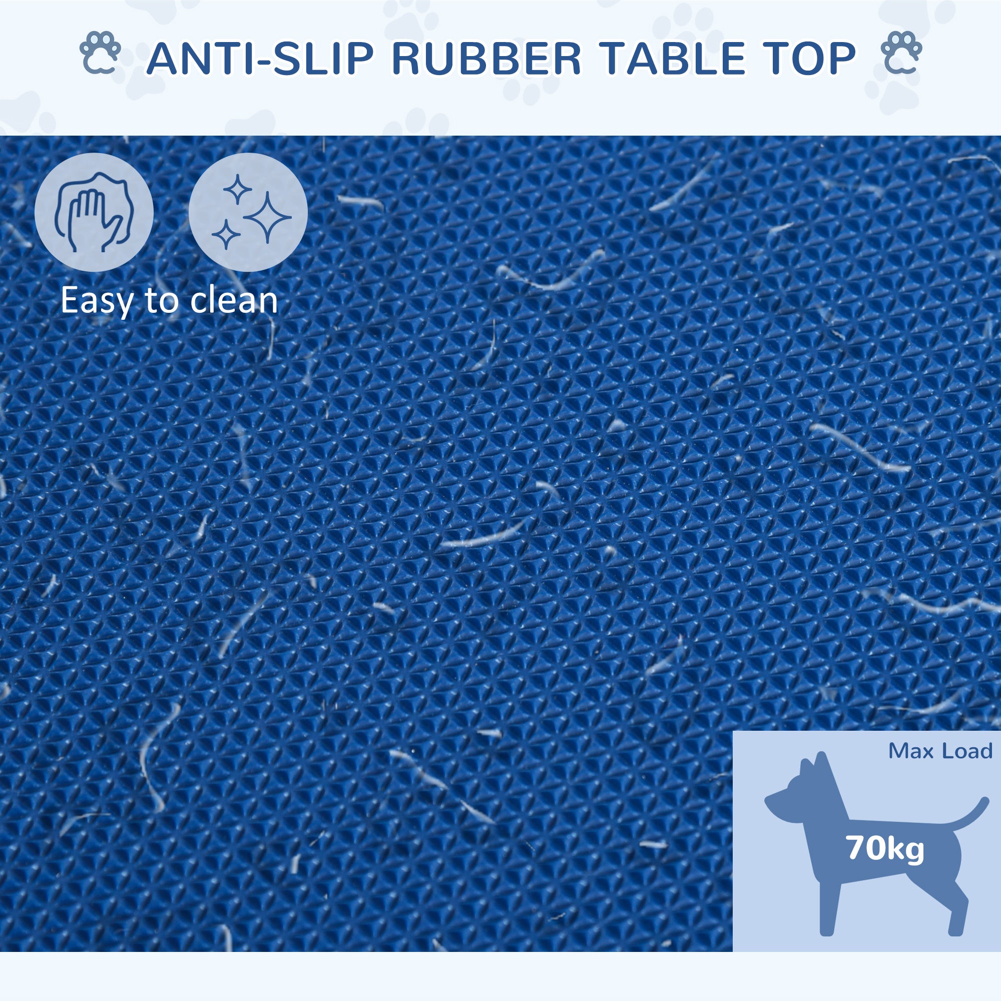 PawHut 28" Foldable Dog Grooming Table with Adjustable Arm, Non-Slip Surface for Medium Small Dogs, Cats, Blue