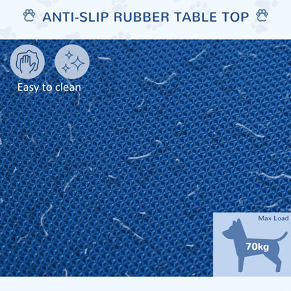 PawHut 28" Foldable Dog Grooming Table with Adjustable Arm, Non-Slip Surface for Medium Small Dogs, Cats, Blue