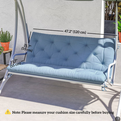 Outsunny 2 Seater Garden Bench Cushion, Thick Outdoor Non-Slip 2 Seater Soft Pad With Backrest for Garden Patio, 47" x 43" x 5", Light Blue