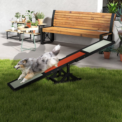 PawHut Wood Pet Seesaw, Dog Agility Training Equipment for Obedience Training, Weather Resistant, Black