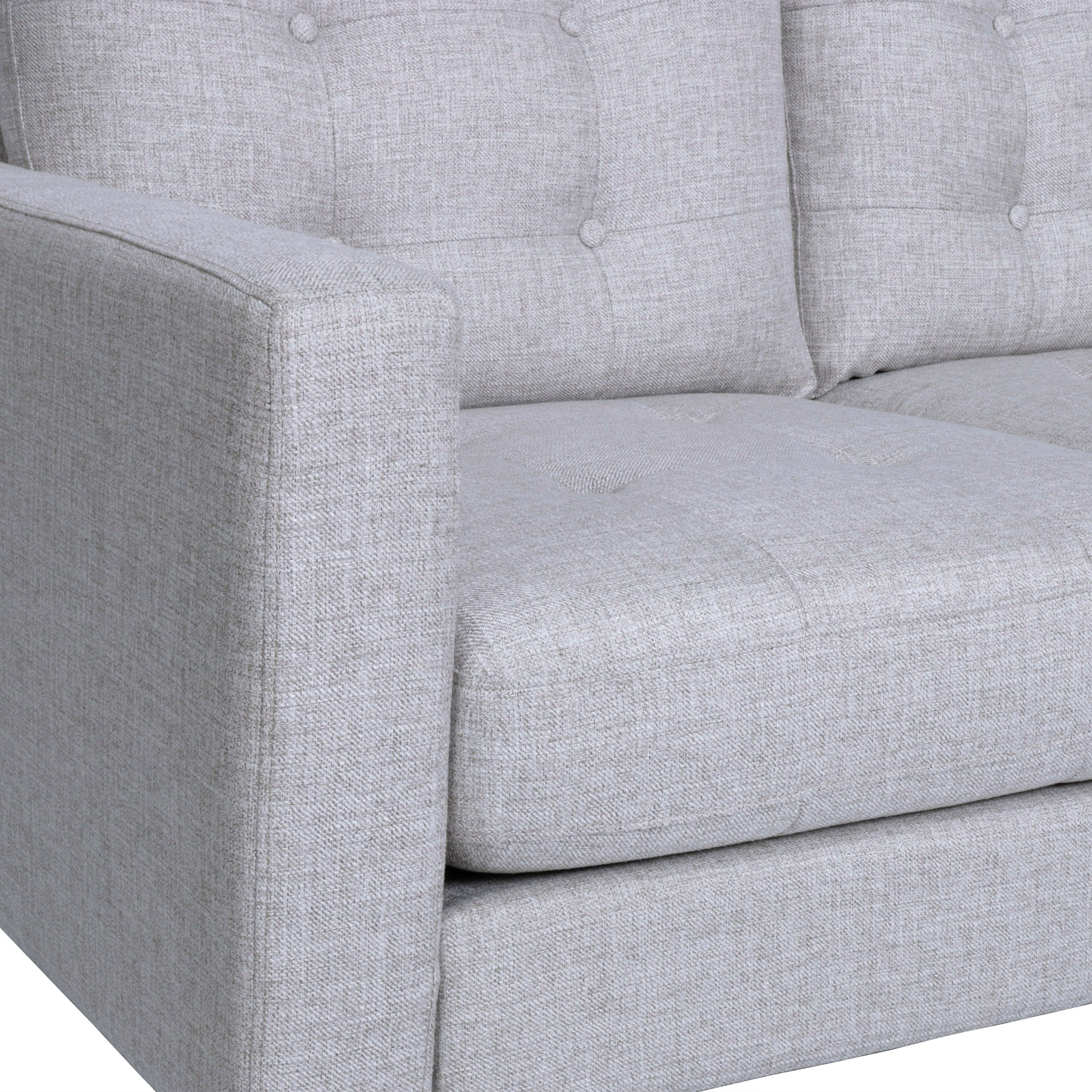 3-Seater Sofa with Button Tufted Waffle Stitch, Rubberwood Legs, 83" L x 33.5" W x 35.5" H