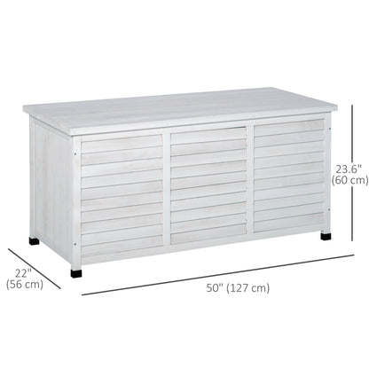 Outsunny 75 Gallon Wooden Storage Box patio Deck Box Bench, Garden Backyard Outdoor Storage Container with Aerating Gap & Weather-Fighting Finish, White