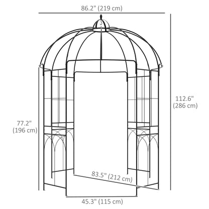 Outsunny Birdcage Shape Arbour, Metal Garden Arbour Pergola Pavilion for Climbing Plants, Lights, French Style Arch Trellis