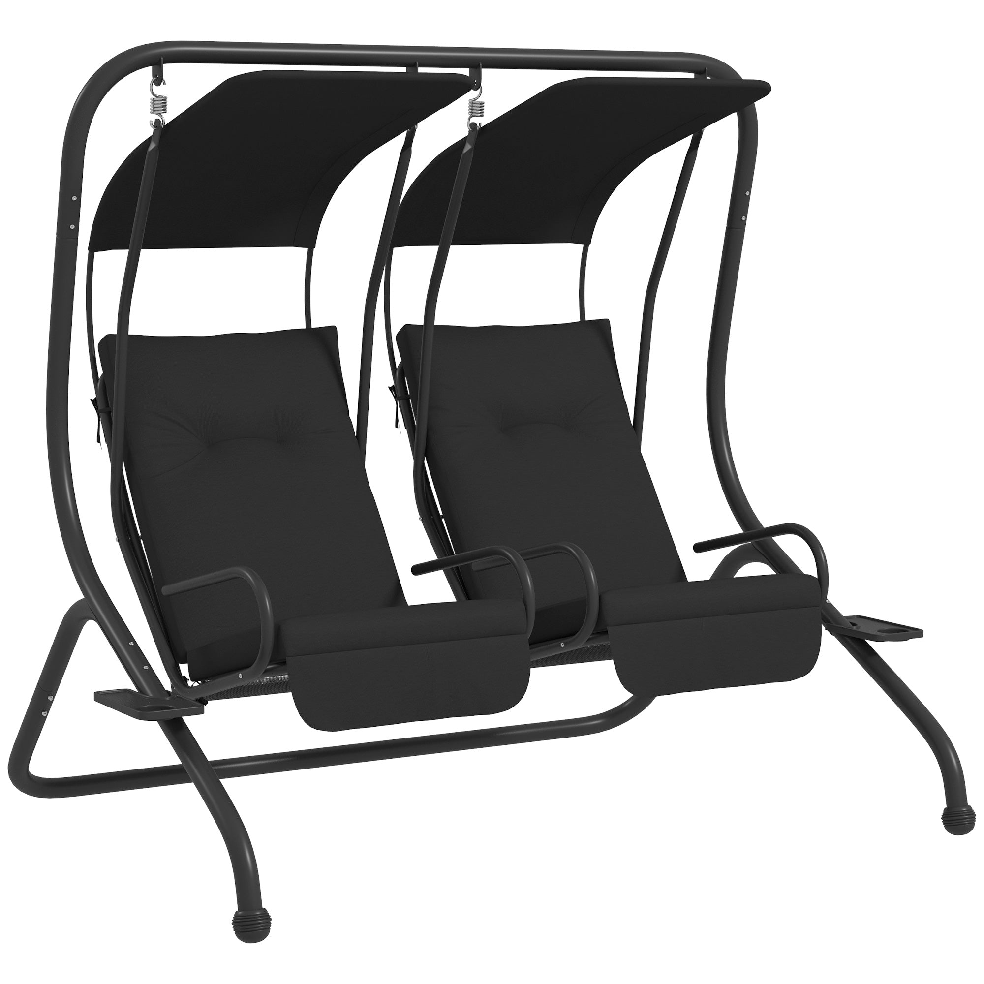 Outsunny 2-Seater Outdoor Porch Swing with Canopy, Patio Swing Chair for Garden, Poolside, Backyard, Black