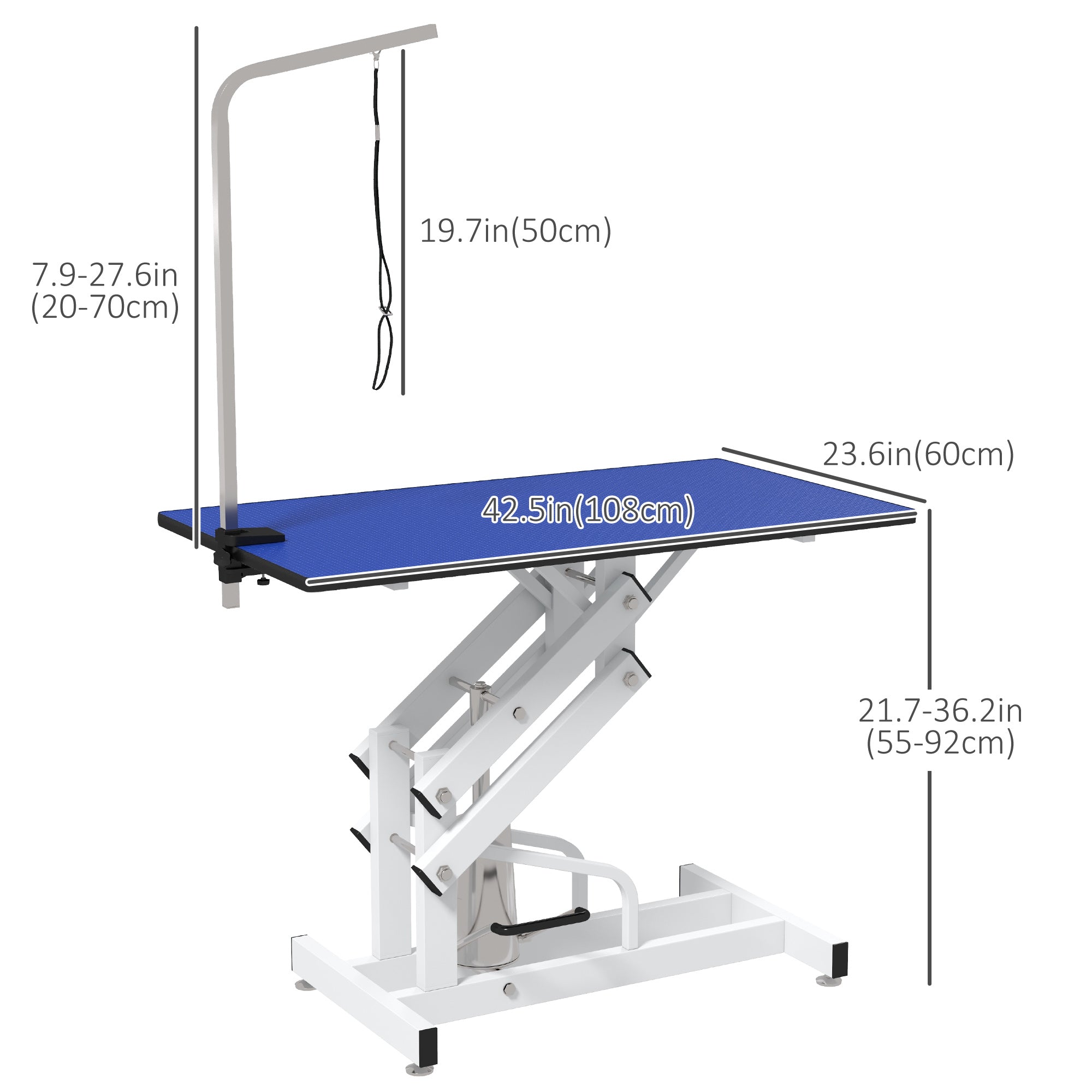 PawHut Pet Grooming Table, Height Adjustable Dog Grooming Table with Arm, Noose and Non-Slip Grooming Table, Blue