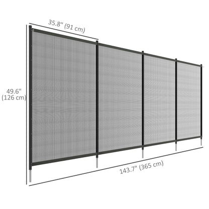 Outsunny 4 Panel Swimming Pool Fence, Aluminium Rustproof Pool Fencing, 4' x 12', Black