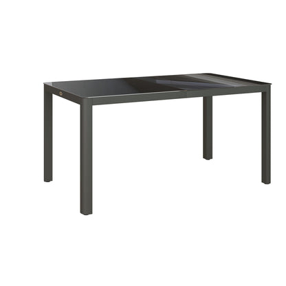 Outsunny 59" x 35" Aluminium Outdoor Dining Table for 6, with Glass Tabletop, Grey