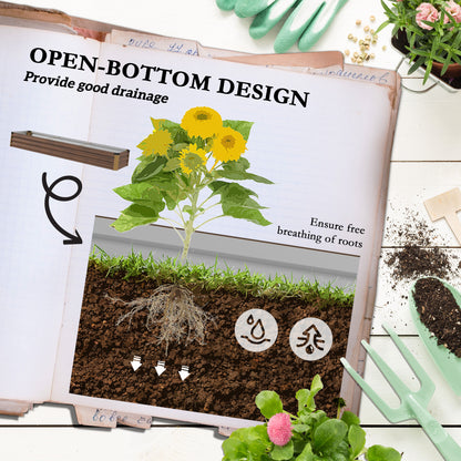 Outsunny 8'x2'x1' Galvanized Raised Bed, Large Elevated Planter Box for Growing Flowers, Herbs and Vegetables, Dark Brown