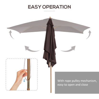 Outsunny Patio Umbrella Market Patio Sun Umbrella Rectangle Coffee