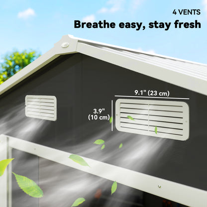 Outsunny 7.7' x 6.5' Outdoor Metal Garden Shed House Hut Gardening Tool Storage with Ventilation, Dark Grey